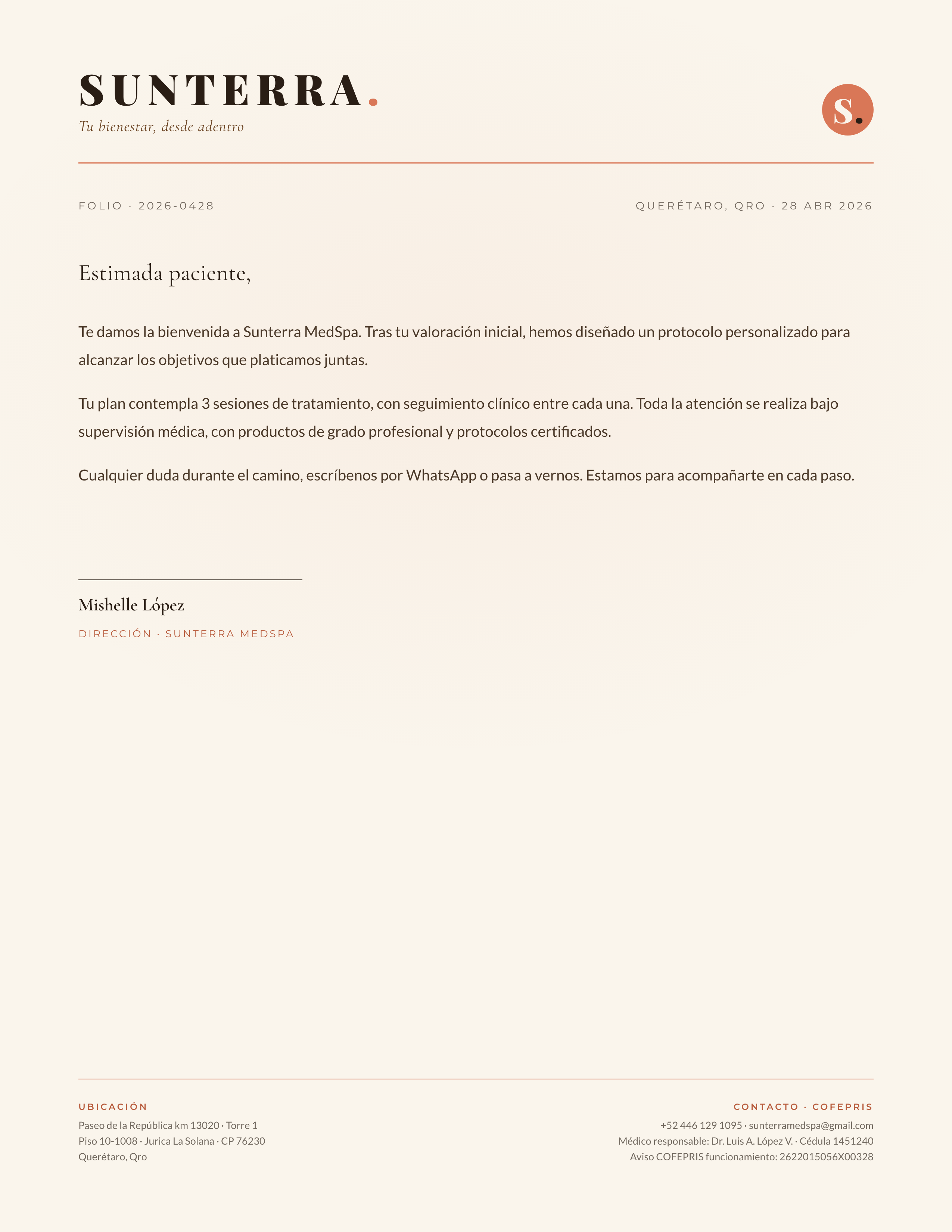 Hoja membretada Sunterra